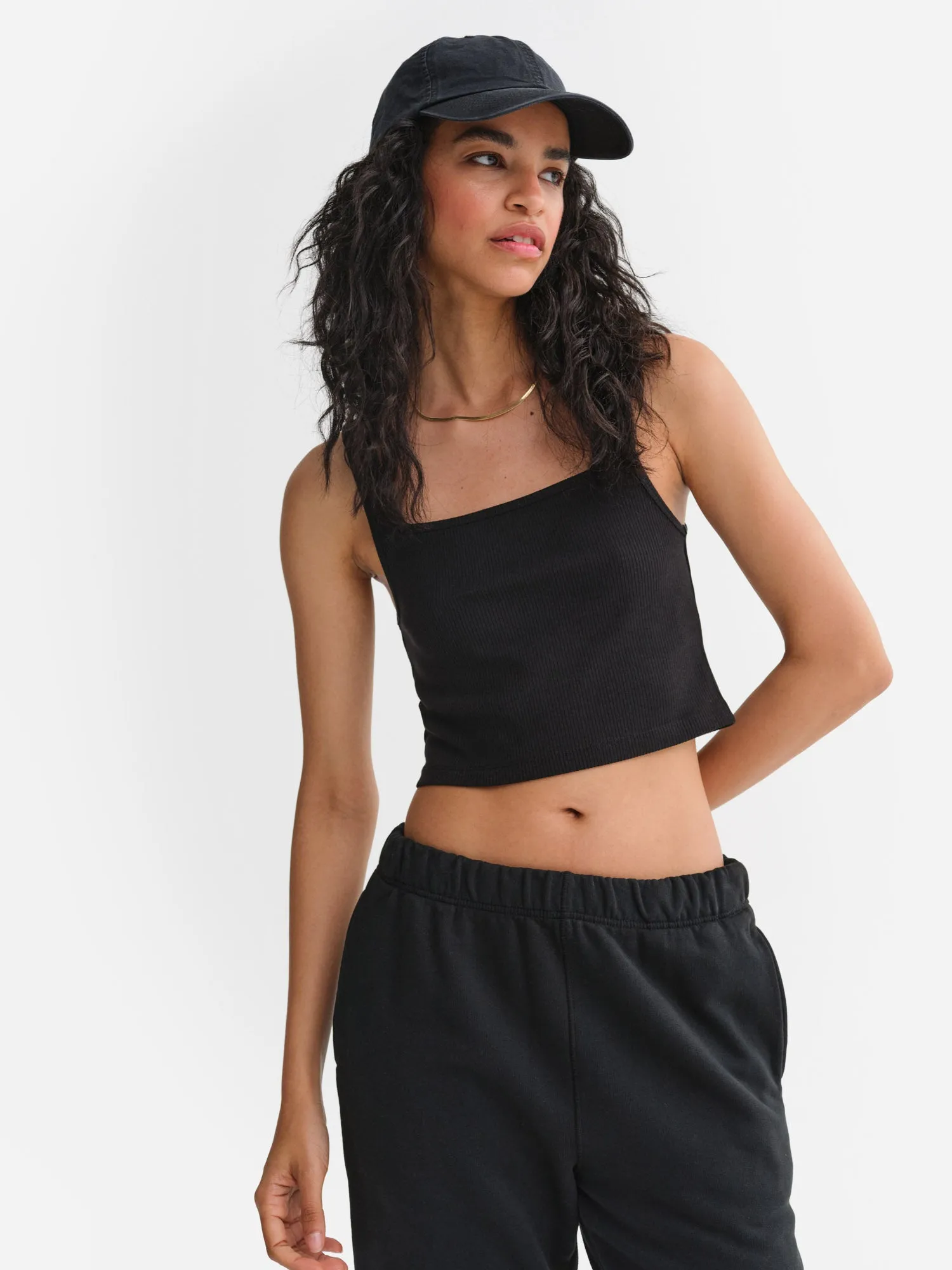 Tencel Rib Crop Square Tank