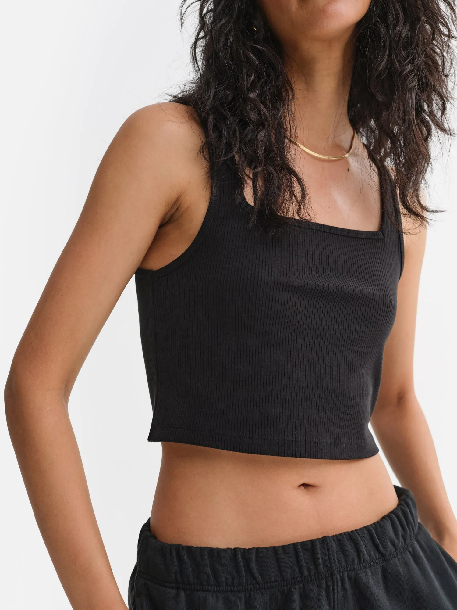 Tencel Rib Crop Square Tank