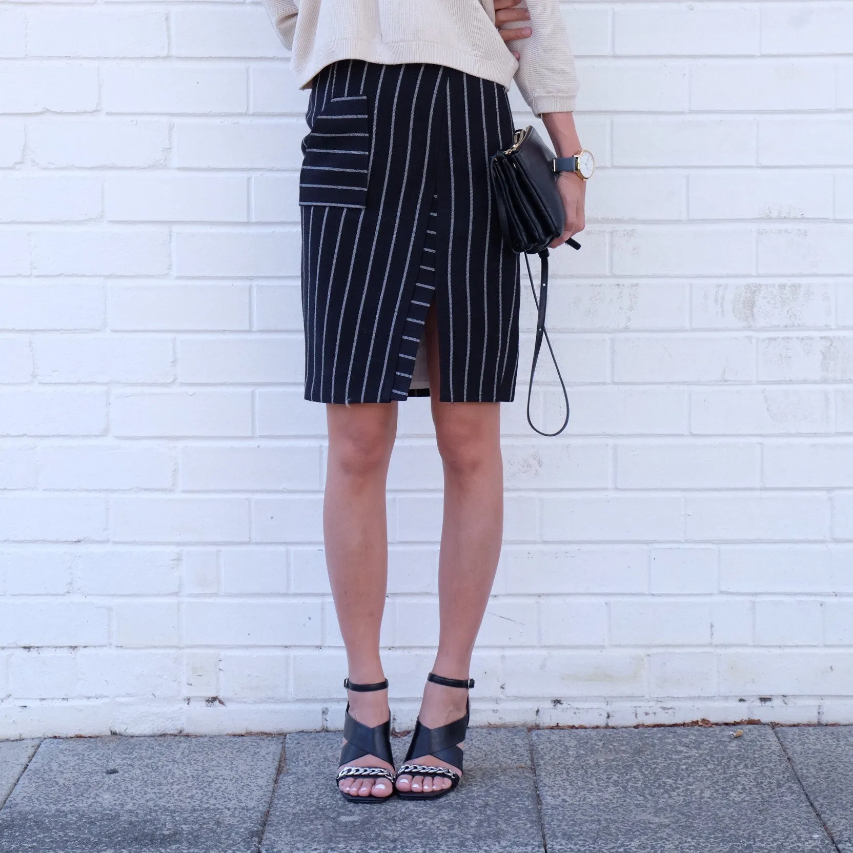 Tess Pinstripe Skirt