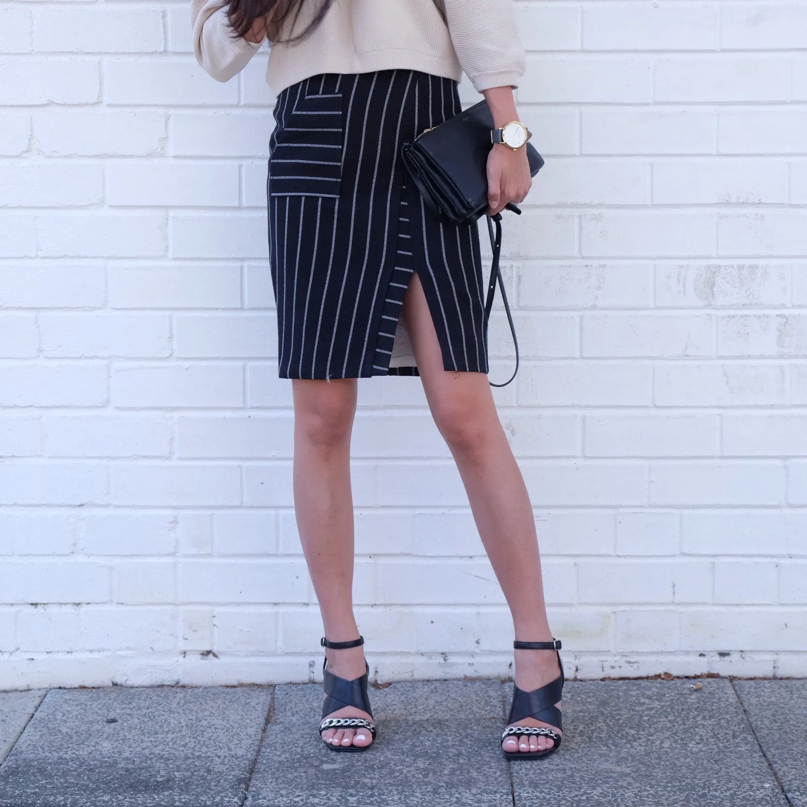 Tess Pinstripe Skirt