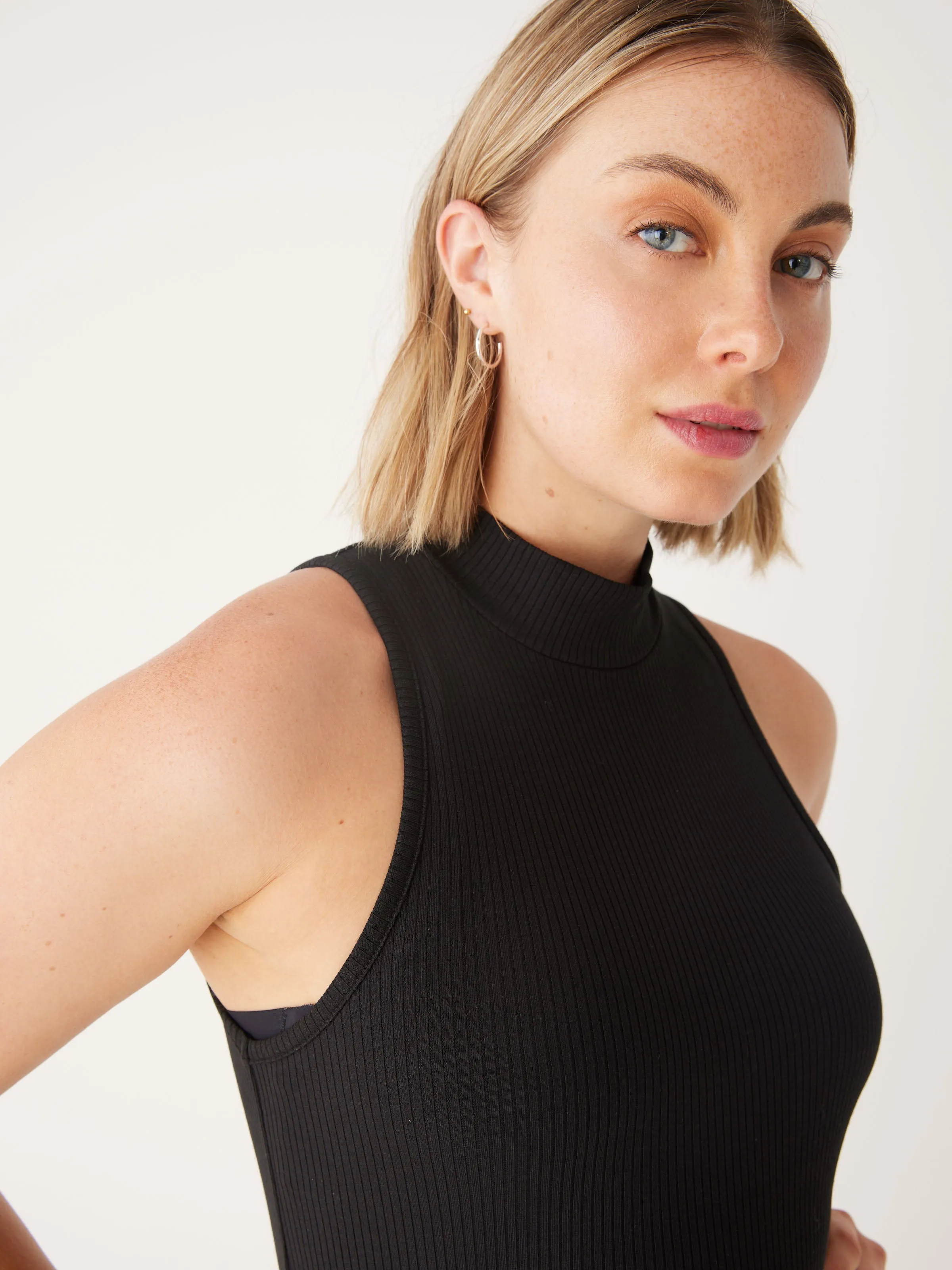 The Mockneck Tank Top in Black