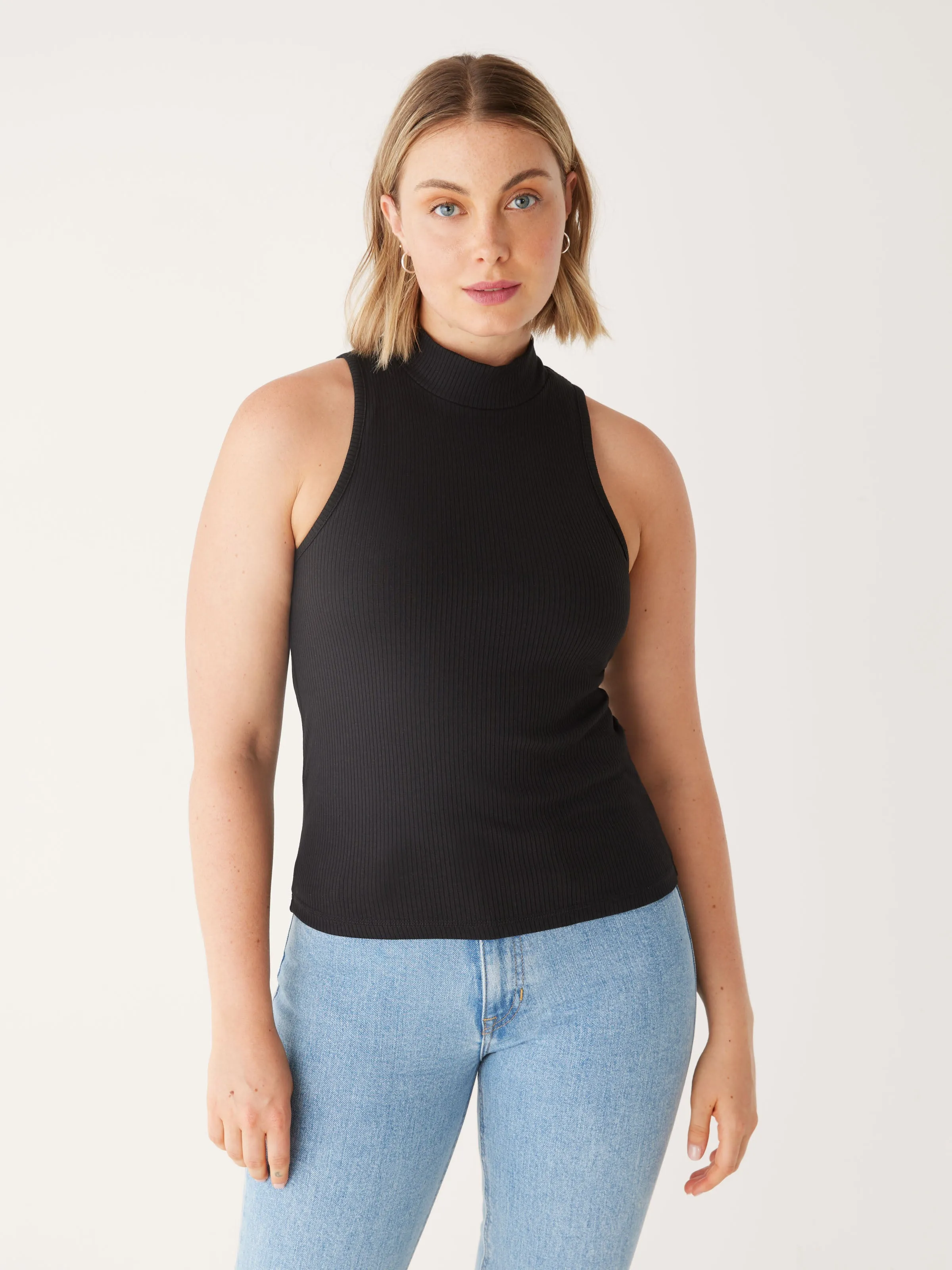 The Mockneck Tank Top in Black