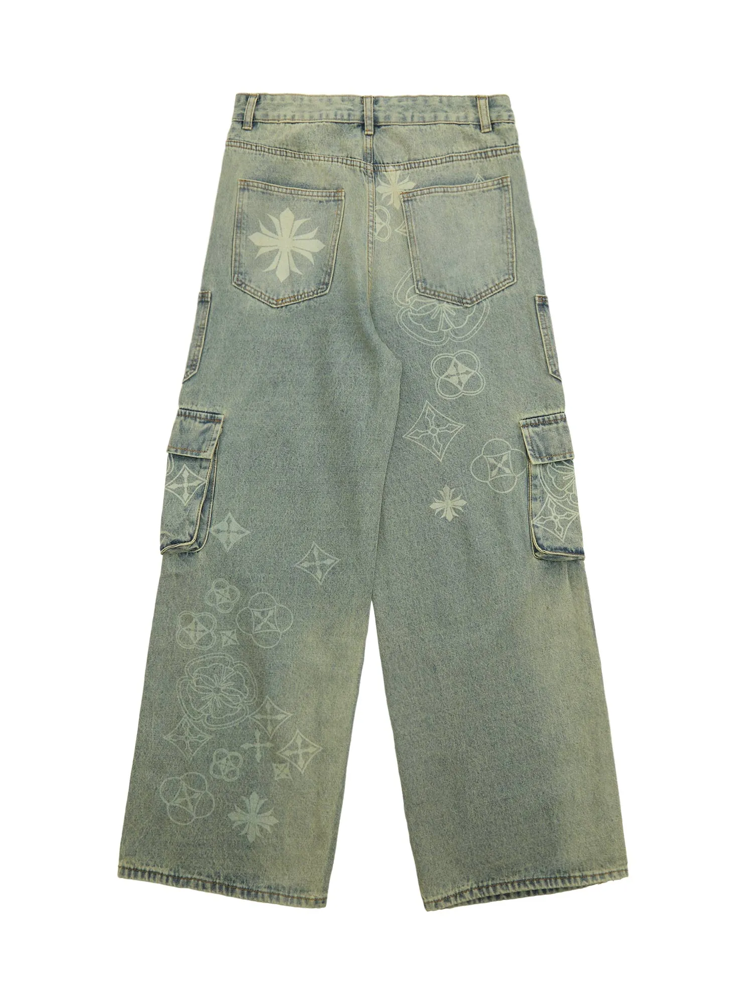 Thesupermade Cross Jacquard Multi Pocket Cargo Jeans - 2225