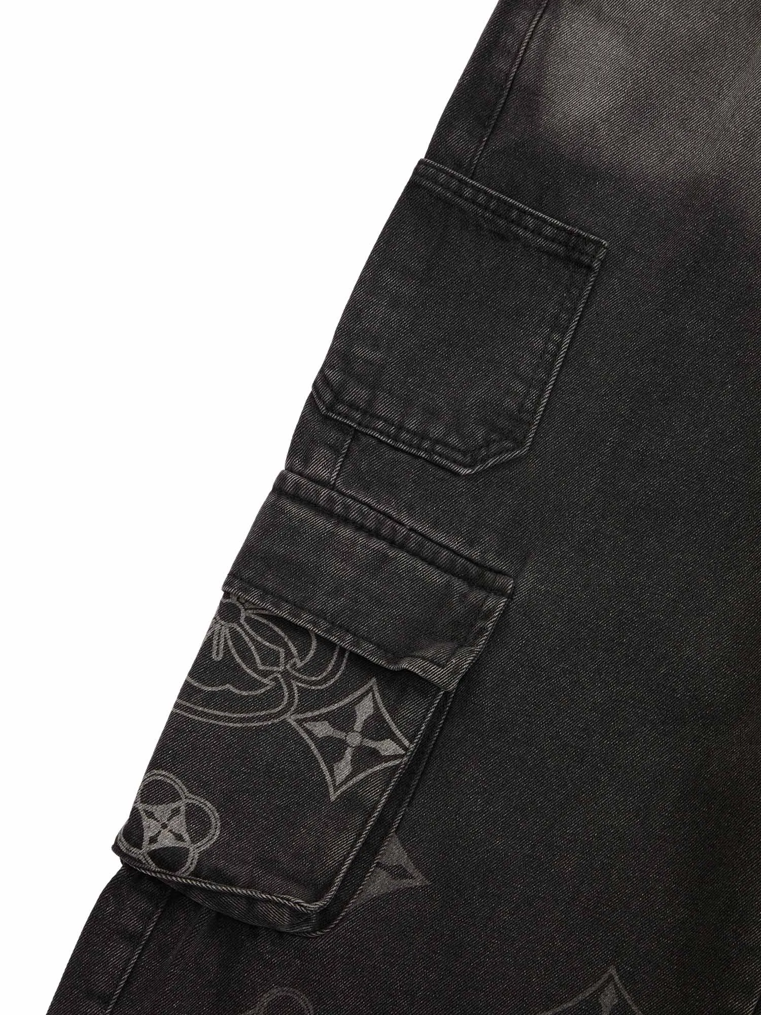 Thesupermade Cross Jacquard Multi Pocket Cargo Jeans - 2225