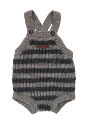 Tocoto Vintage Striped Knit Romper - Dark Grey