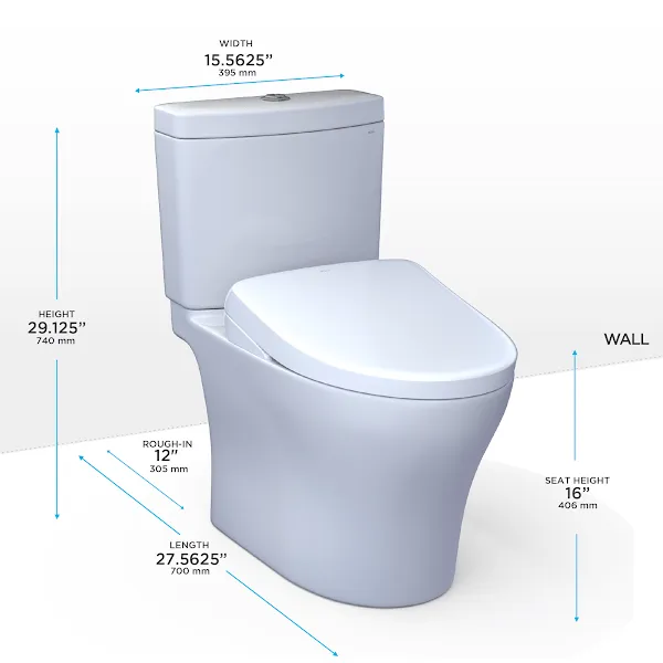 TOTO Aquia IV Washlet  S7 Two-Piece 1.28 and 0.9 GPF