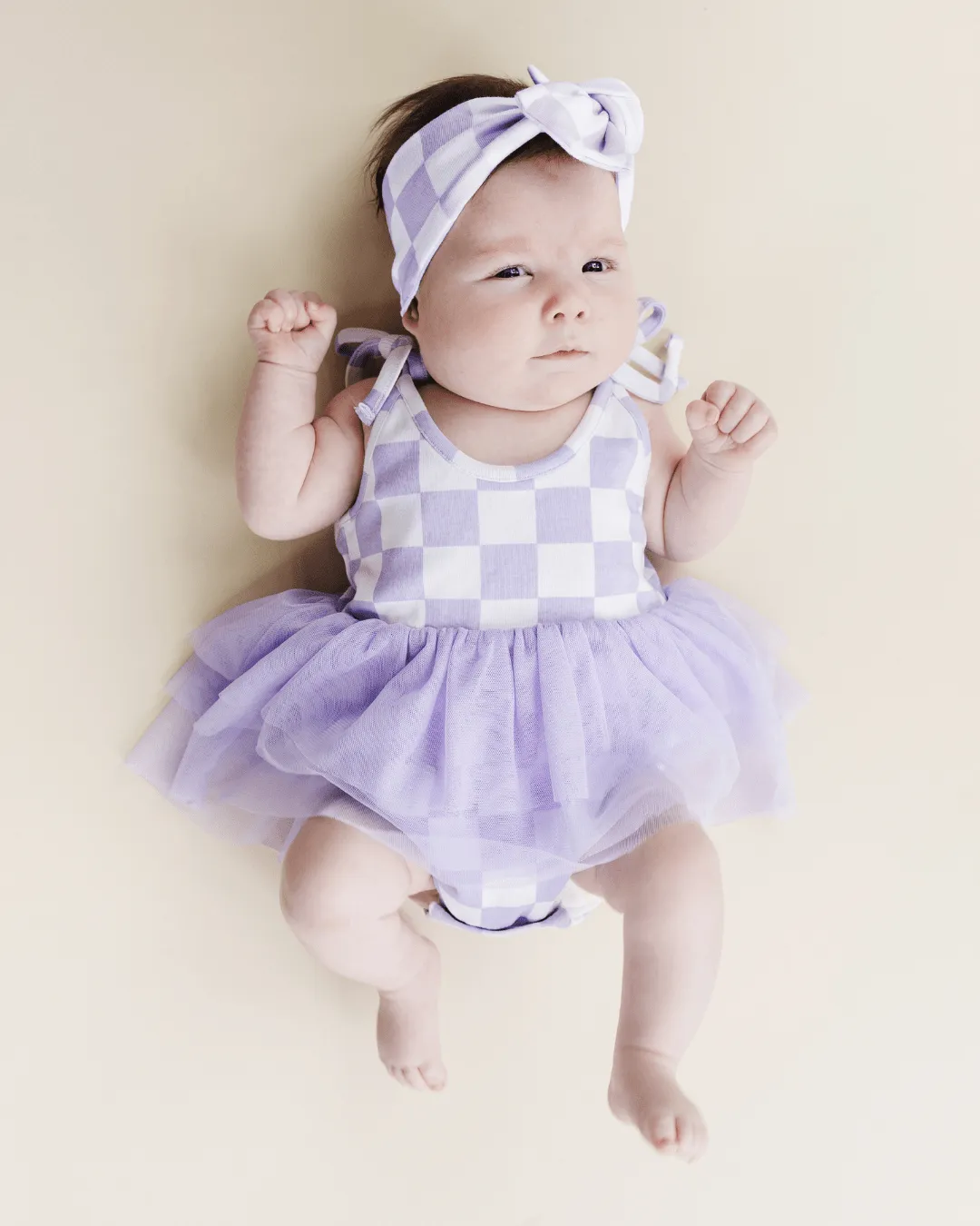 Tutu Romper | Checkered Lavender