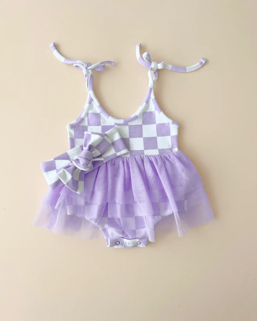 Tutu Romper | Checkered Lavender