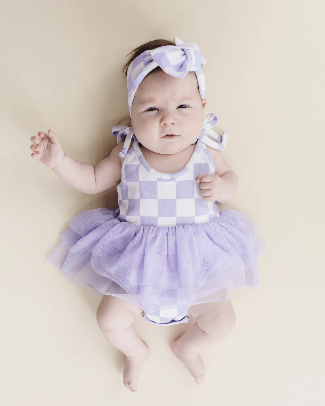 Tutu Romper | Checkered Lavender