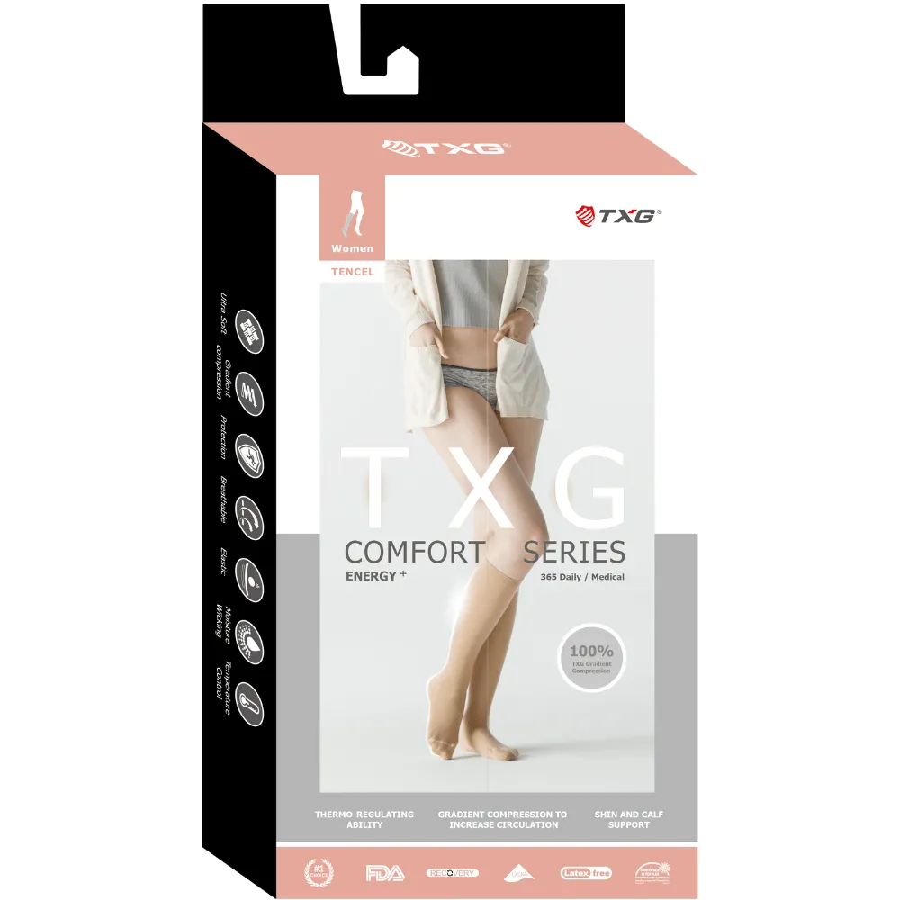 TXG Compression Socks for Flying - Comfort Cotton Omniease Range for Women