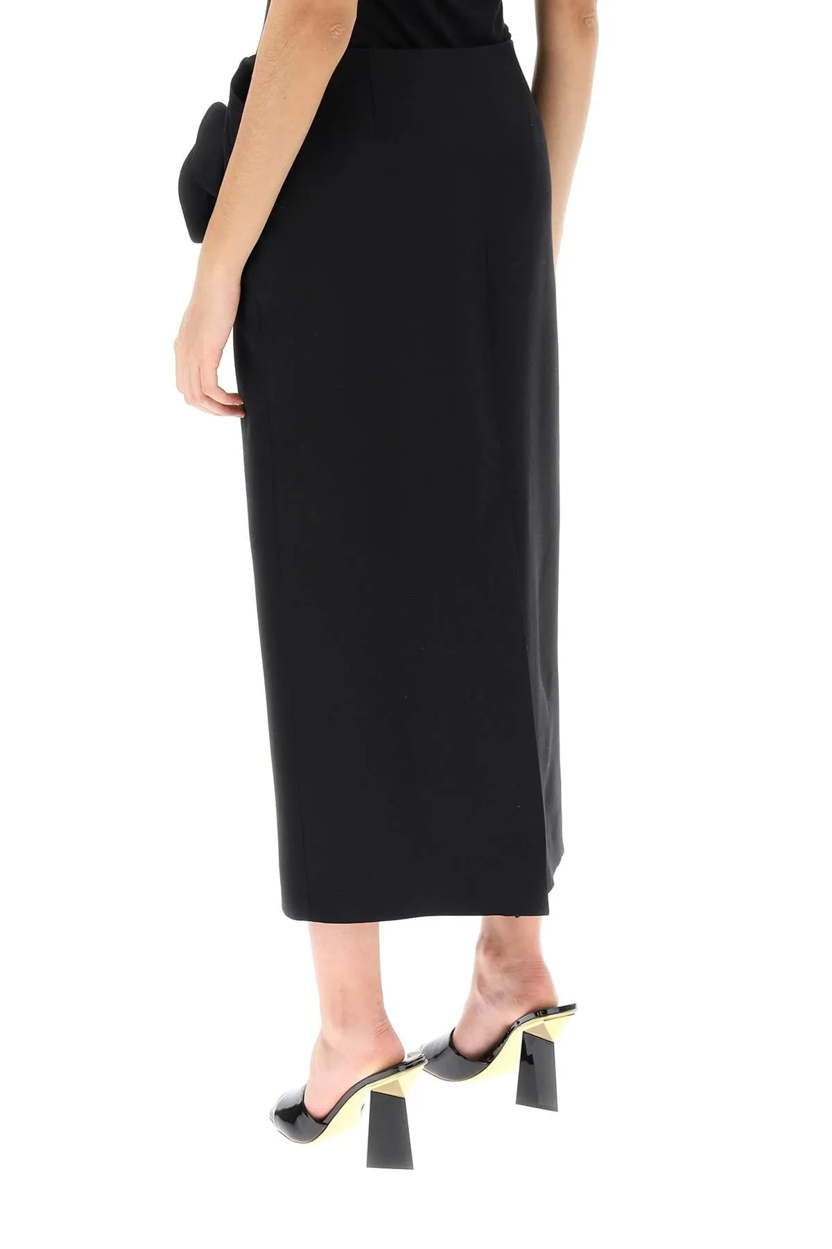 Valentino Garavani Crepe Couture Pencil Skirt With Rose Appliqus