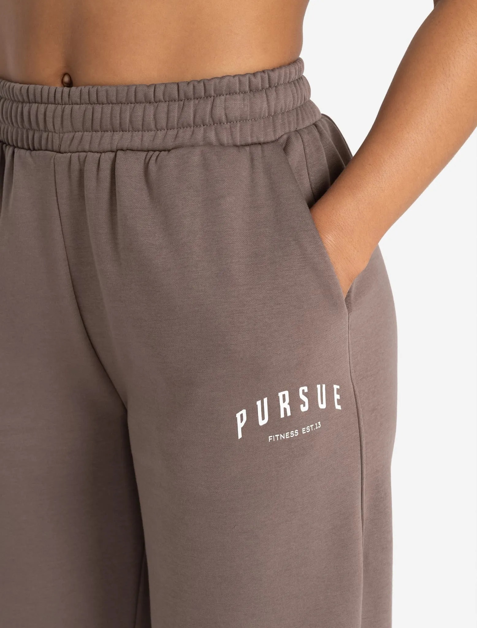 Varsity Wide Leg Joggers - Taupe