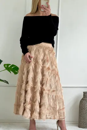 Victoria Eyelash Texture Skirt | Champagne