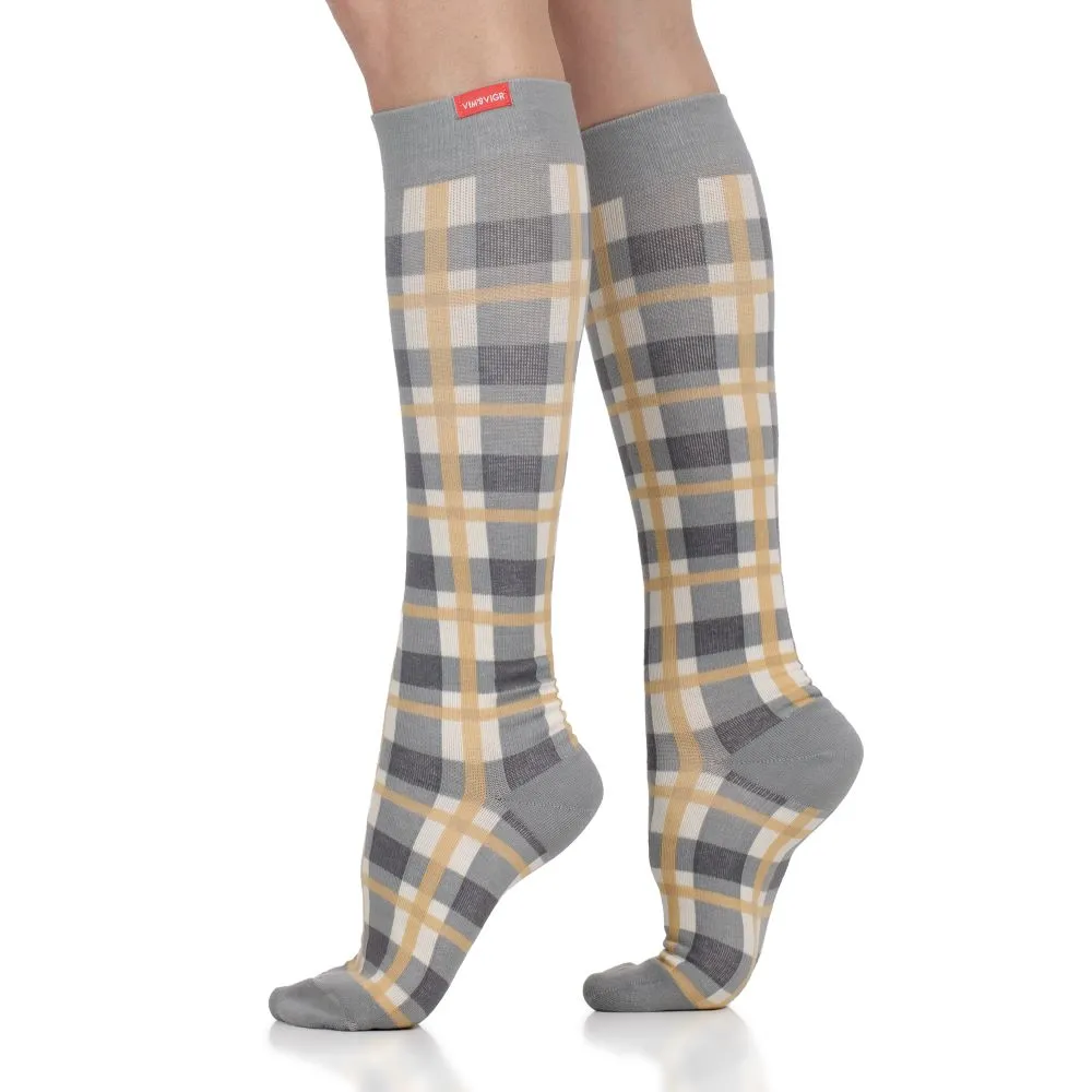 VIM & VIGR Basic Plaid Compression Socks 15-20 MmHg