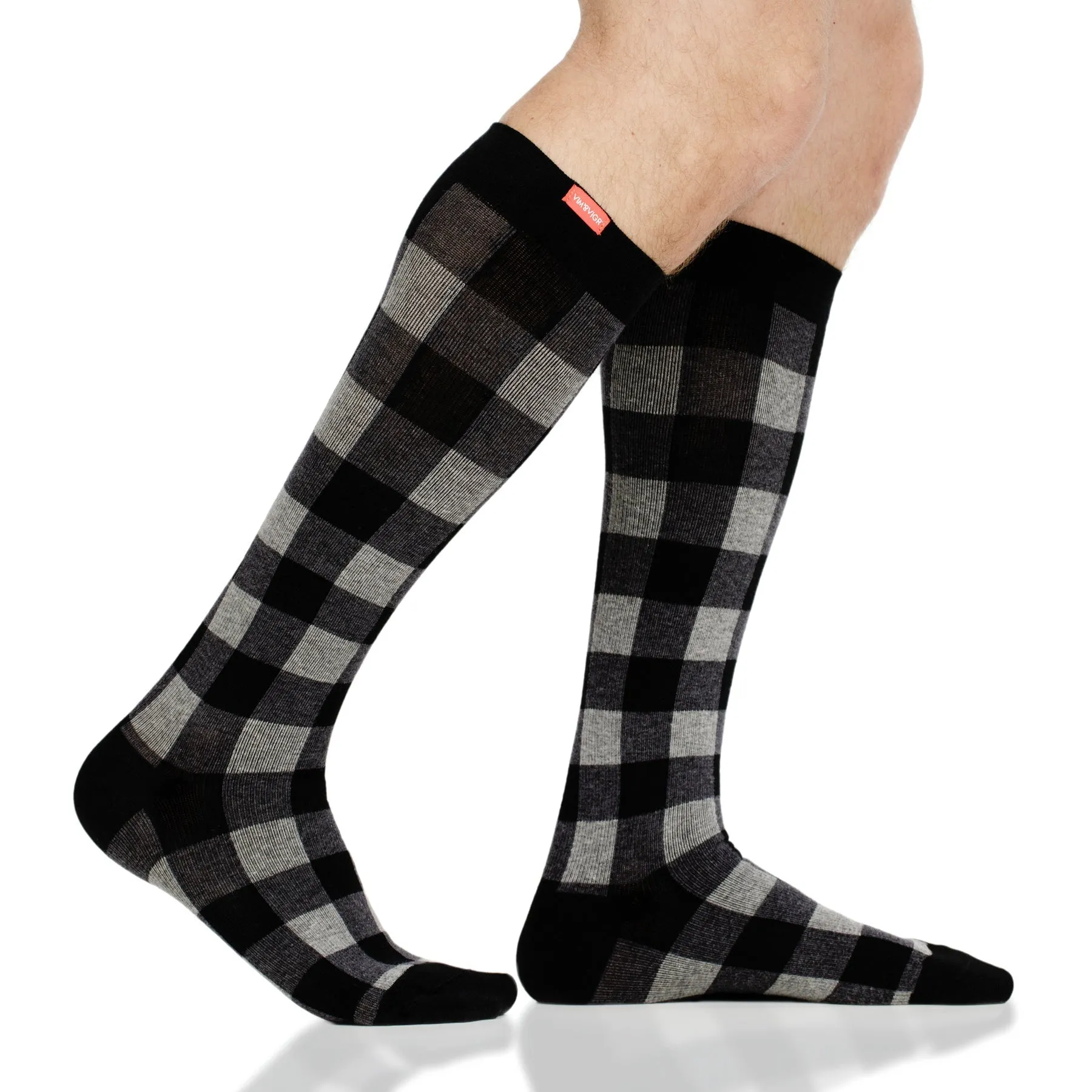 VIM & VIGR Montana Plaid Compression Socks 15-20 MmHg