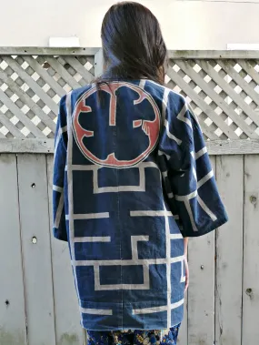 vintage indigo dye hanten kimono jacket【北】