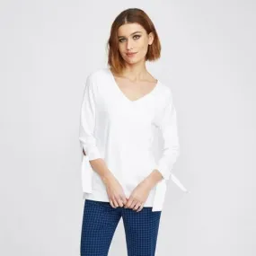 White Double Layer Top with Bow Cuff