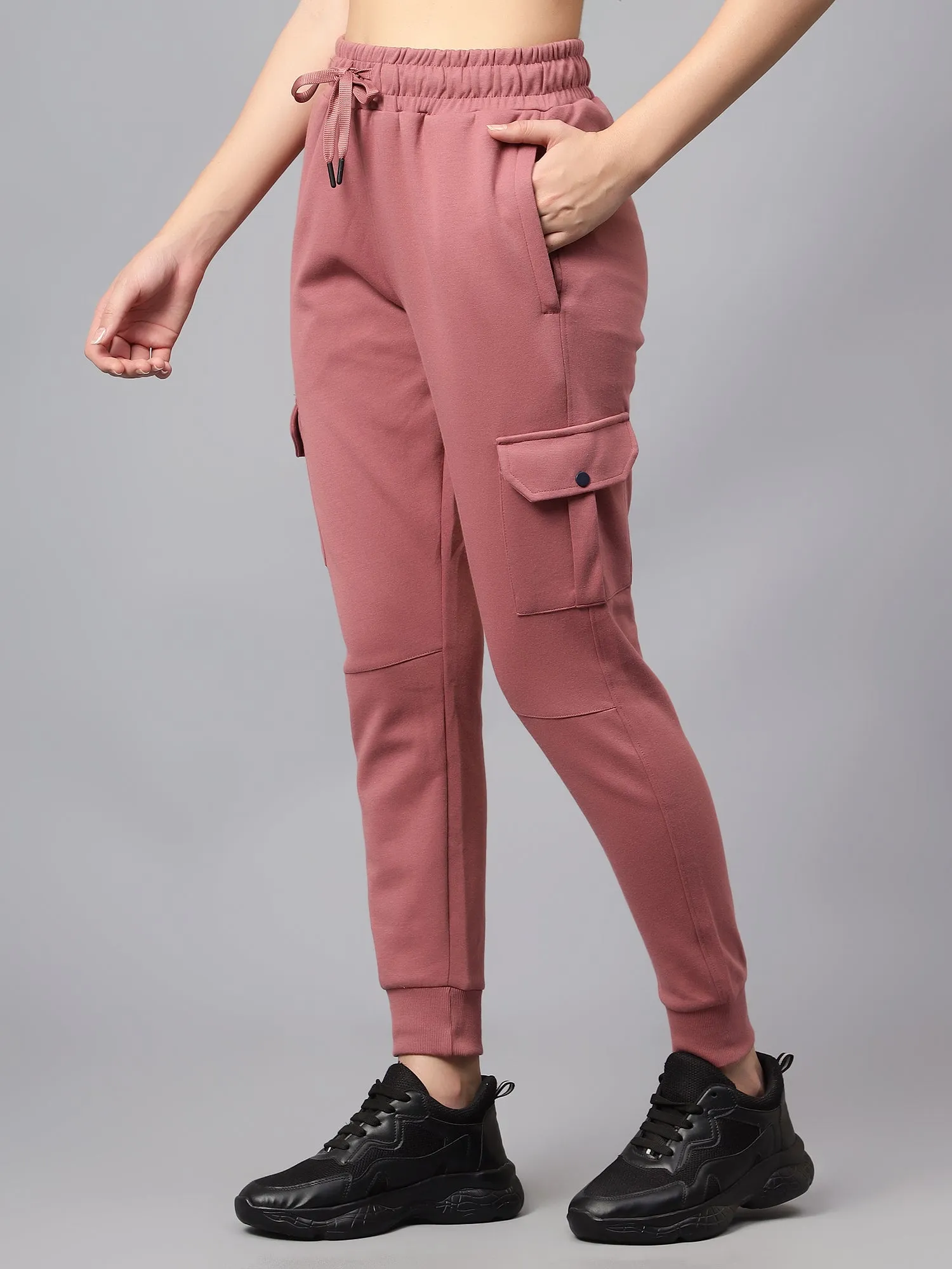 Women's Casual  Dark Pink Ankle length Mid rise Jogger Pants