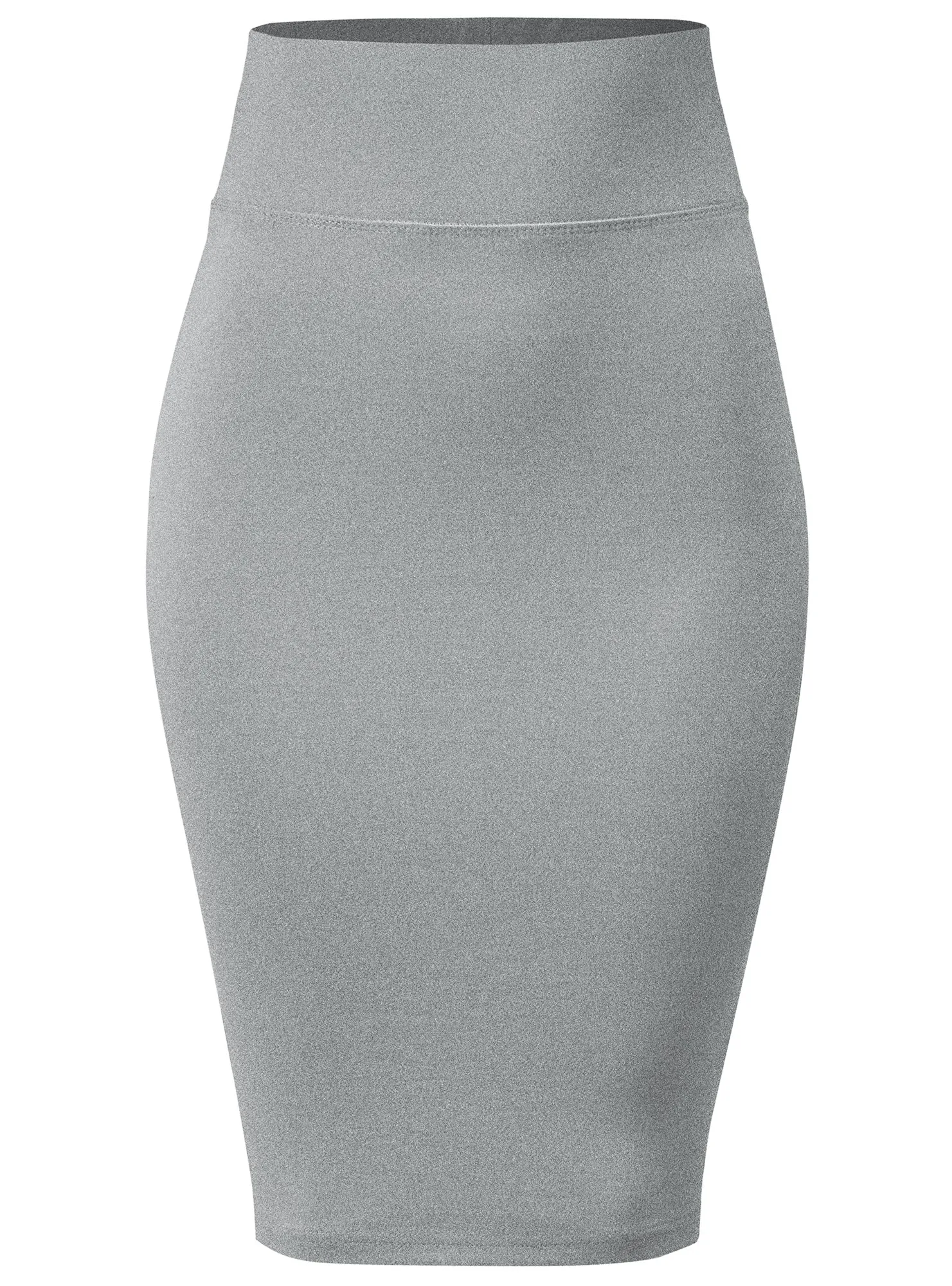 Women's Elastic Waist Stretch Slim Fit Midi Pencil Skirt (FWS1054)