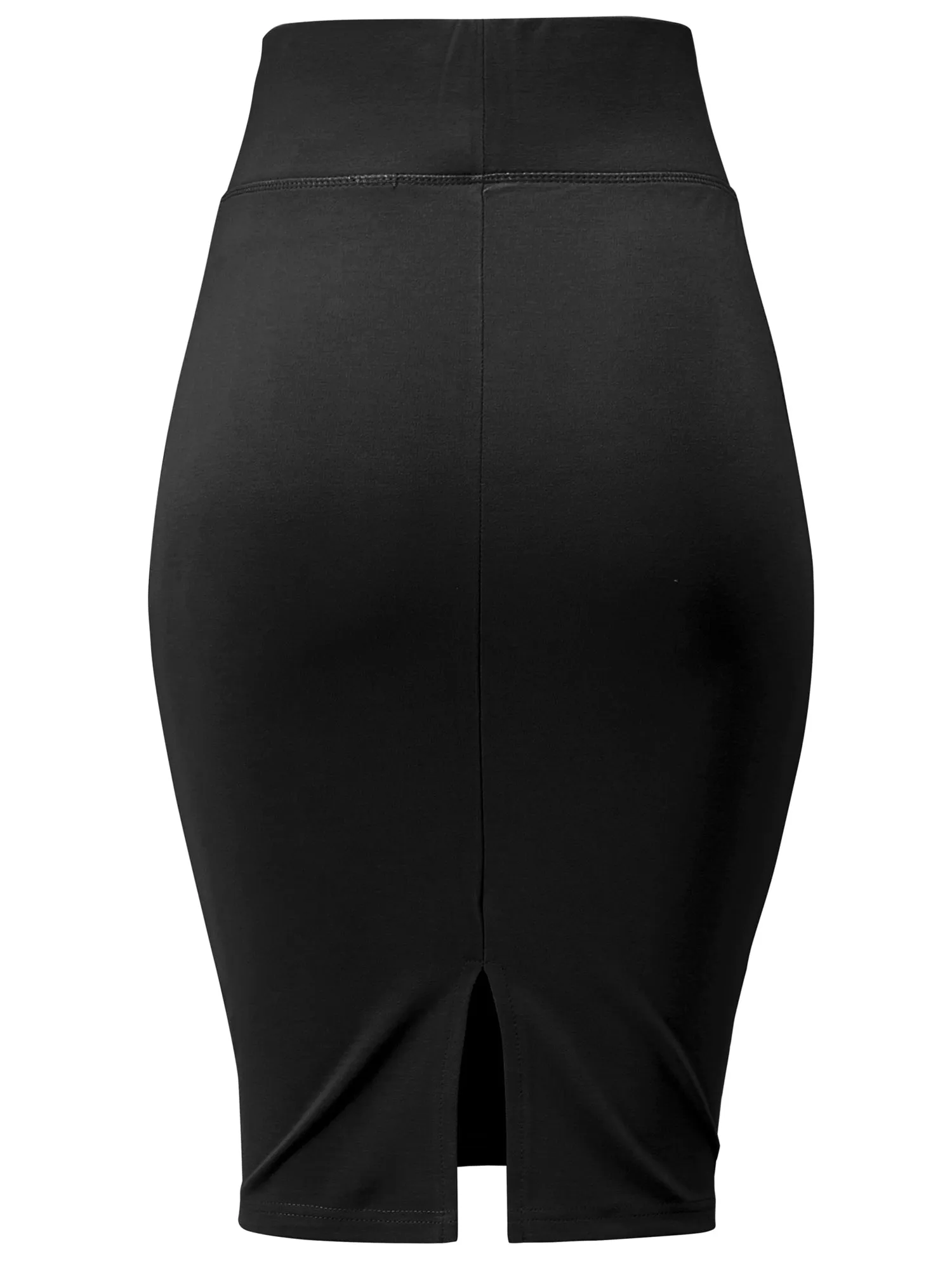 Women's Elastic Waist Stretch Slim Fit Midi Pencil Skirt (FWS1054)