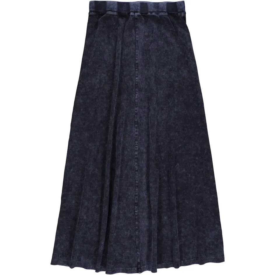 Women's Ribbed Stonewash Maxi Skirt