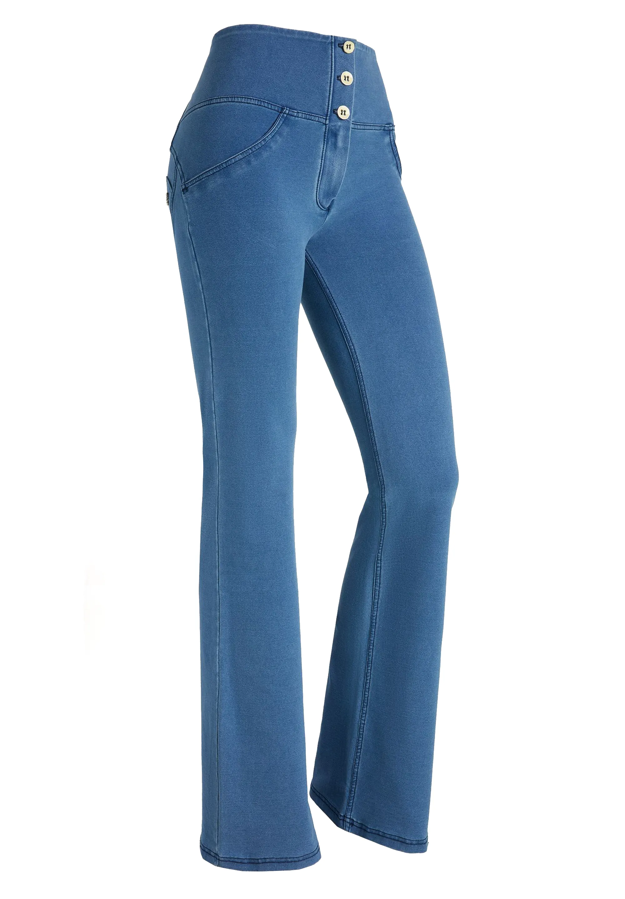 (WRUP11BHC002ORG-J4B) Blauwe WR.UP® Flared Jeans met een Hoge Taille en Knoopsluiting