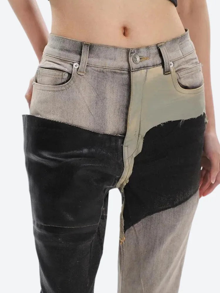 Y2K Grunge Patchwork Flare Pants