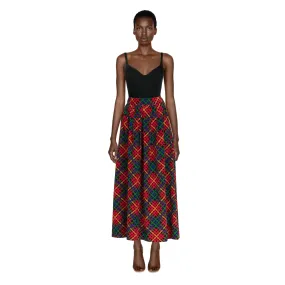 YVES SAINT LAURENT Red Multicolored Plaid Full Maxi Skirt | Size 40